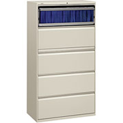 HON 800 Series 36" Wide 5-Drawer Lateral File/Storage Cabinet, Light Gray