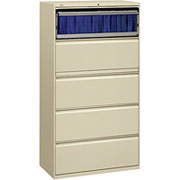 HON 800 Series 36" Wide 5-Drawer Lateral File/Storage Cabinet, Putty