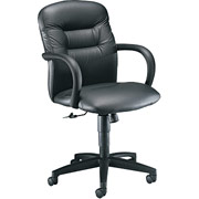 HON Allure Executive Seating Managerial Mid-Back Swivel/Tilt Chair, Black Leather