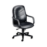 HON Executive Leather High-Back Chair, Black
