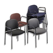 HON Multipurpose Stacking Arm Chair, Olefin Upholstery, Black