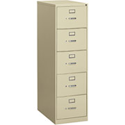 HON S380 26 1/2"-Deep 5-Drawer/Legal Vertical File Cabinet, Putty