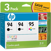 HP 94/94/95 Black/Tricolor Ink Cartridges, 3/Pack