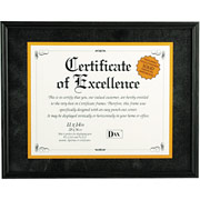 Hardwood Document/Certificate Frame with Mat, Black