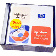 Hewlett Packard 10/Pack 700MB CD-RW, Slim Jewel Cases