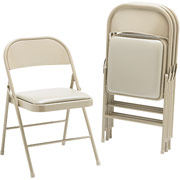 Hon Steel Folding Chair with Padded Seat, Beige, 4/Carton
