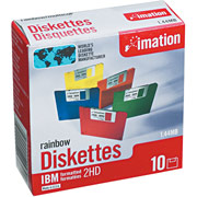 Imation 10/Pack 1.44MB Rainbow Floppy Diskettes, PC Formatted