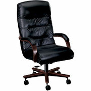 La-Z-Boy Horizon Series Executive High Back Swivel/Tilt Chair with Dark Cherry Wood Finish