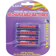 Lenmar PRO 1000mAh AAA Rechargeable Batteries (PRO410), 4/Pack