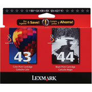 Lexmark 43/44 (18Y0372) Black/Color Ink Cartridges, 2/Pack