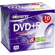 Memorex 10/Pack 4.7GB DVD+R, Jewel Cases