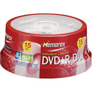 Memorex 15/Pack 8.5GB DVD+R DL, Spindle
