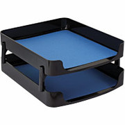OIC 2200 Series Black Plastic Front-Load Stacking Letter Trays w/Supports