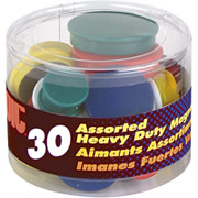 OIC Assorted Size and Color Heavy Duty Magnets, 30/pk