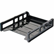 OIC Plastic Stacking Tray, Front-Loading, Letter, Black
