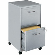 Office Designs 2 Drawer Mobile File Cabinet, Silver