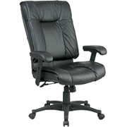 Office Star 9300 Series High-Back Leather Manager's Chair, Black