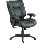 Office Star 9300 Series Mid-Back Leather Manager's Chair, Black