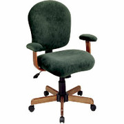 Office Star- Arbor Microfiber High Back Executive Chair with Oak Arms and Base