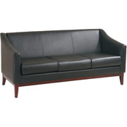 Office Star Black Faux Leather Reception Couch