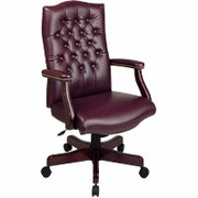 Office Star Burgundy Traditional Executive Chair with Mahogany Wood Finish
