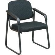 Office Star Deluxe Sled Base Guest Chair with Arms, Midnight Black