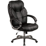 Office Star Glove Soft Black Leather Executive Chair, Pewter Frame