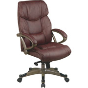 Office Star Glove-Soft Leather High-Back Executive Chair, Saddle with Cocoa Frame