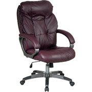 Office Star Glove Soft Wine Leather Executive Chair, Pewter Finish