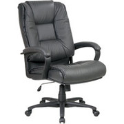 Office Star High-Back Executive Leather Chair, Charcoal