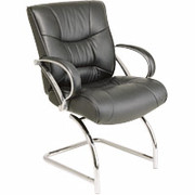 Office Star Leather Guest Chair with Chrome Base & Arms