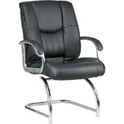 Office Star Leather Pro-Line II Guest Chair, Chrome Finish