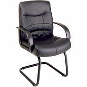 Office Star Leather Pro-Line II Guest Chair, Mahogany Finish