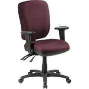 Office Star Mid-Back Dual-Function Ergonomic Chairs with 2-Way Adjustable Arms, Burgundy