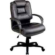 Office Star Mid-Back Executive Leather Chair, Black