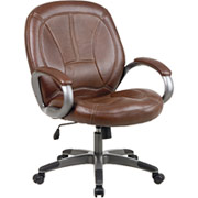 Office Star Rust Leather Executive Chair with Pewter Finish Frame
