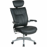 Office Star Space Series - Executive High-Back Black Leather Chair with Headrest