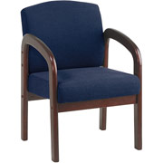 Office Star Wood Guest Chair, Mahogany with Midnight Blue Fabric