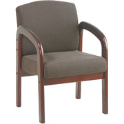 Office Star Wood Guest Chair, Mahogany with Taupe Fabric
