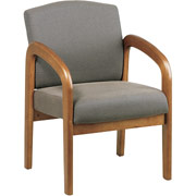 Office Star Wood Guest Chair, Medium Oak Wood with Taupe Fabric