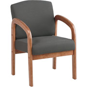Office Star Wood Guest Chair, Medium Oak with Charcoal Fabric