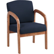 Office Star Wood Guest Chair, Medium Oak with Midnight Blue Fabric