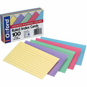 Oxford 3" x 5" Ruled Index Cards, Assorted