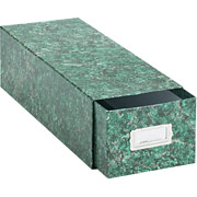 Oxford Reinforced Board Card Files, Pull-Drawer Style, 3 x 5 Size, Green Marble