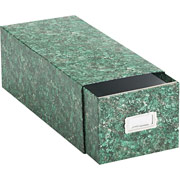 Oxford Reinforced Board Card Files, Pull-Drawer Style, 4 x 6 Size, Green Marble