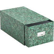 Oxford Reinforced Board Card Files, Pull-Drawer Style, 5 x 8 Size, Green Marble