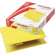Pendaflex Box-Bottom Colored Hanging Folders, Letter, Yellow, 2" Expansion, 25/Box