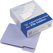Pendaflex Reinforced Colored File Folders With Interior Grid, Letter, 3 Tab, Lavender, 100/Box