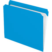Pendaflex Reinforced Colored File Folders With Interior Grid, Letter, Single Tab, Blue, 100/Box