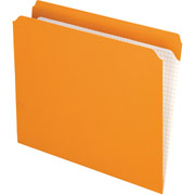 Pendaflex Reinforced Colored File Folders With Interior Grid, Letter, Single Tab, Orange, 100/Box